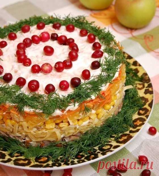 Салат "Новогодний" с кукурузой и корейской морковью - Кулинарный рецепт - Повар в доме