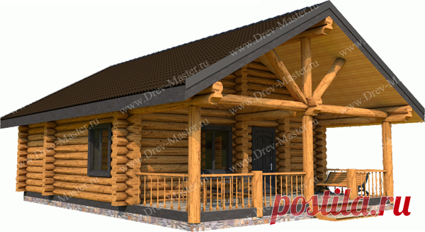 Проект бани с беседкой под одной крышей | Компания "Древ Мастер"