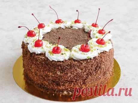 Шоколадный торт с вишней и сметанным кремом рецепт с фото пошагово - 1000.menu
