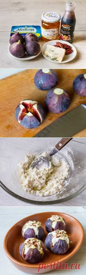 Запеченный инжир с голубым сыром и медом