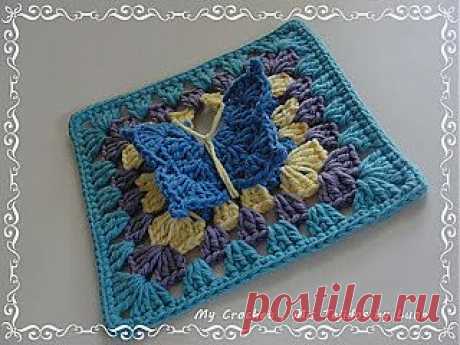 My Crochet , Mis Tejidos: Granny square with a Butterfly for the Sibol Group and the Tutorial.