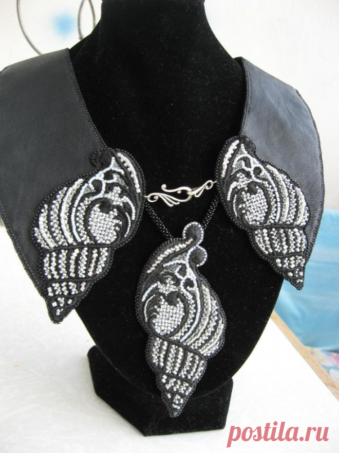 (87) Ракушечный воротник. Добавила фото на тушке (много);) | Beaded collars