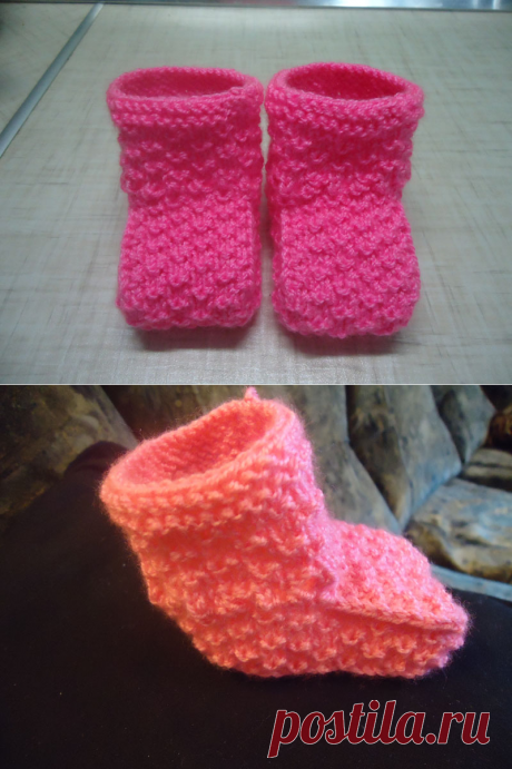 Пинетки спицами.