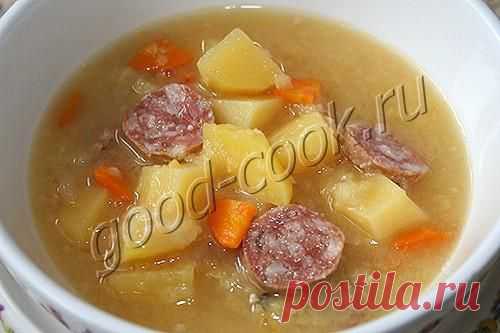 Хорошая кухня - гороховый суп с копченой колбасой. Кулинарная книга рецептов. Салаты, выпечка.
