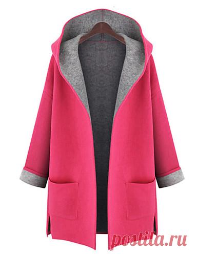 Женский Однотонный Пальто Капюшон,Большие размеры / Винтаж / Очаровательный Зима Красный / Желтый Длинный рукав,Полиэстер,Средняя 4463101 2016 – p.1 911,86