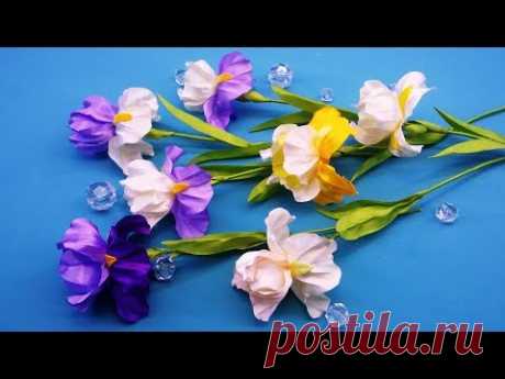Irises of ribbons.DIY/Flor del iris de las cintas/Ирисы из лент.МК