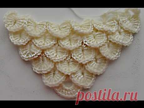 Узор для шали или бактуса  ракушка.beautiful pattern for crochet shawls (Шаль #24)