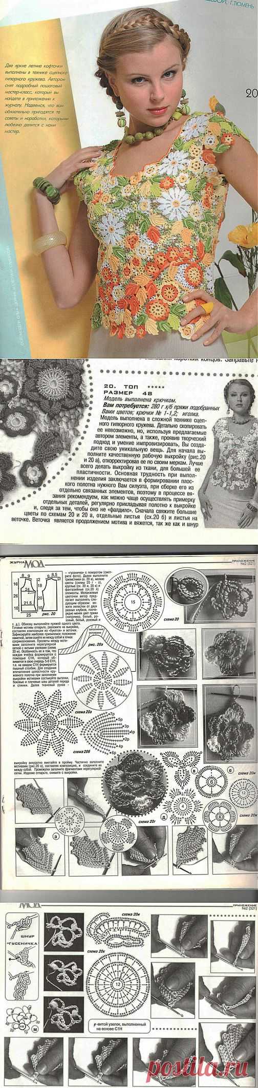 Красивая  крючком в технике сцепного гипюра.