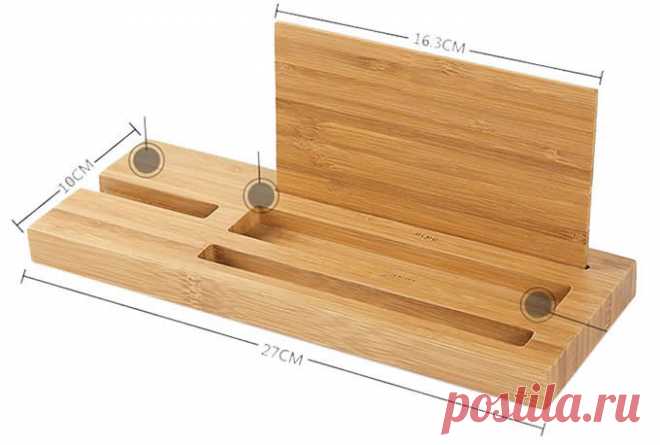 Bamboo Wood Office Desk Organizer Mobile Phone Stand - FeelGift