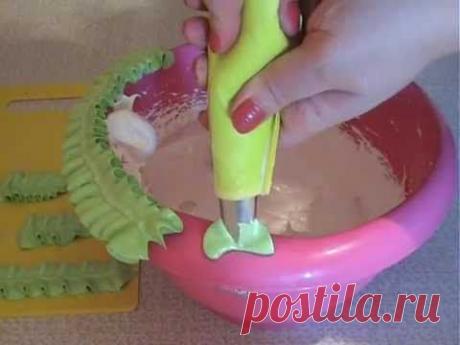 Как украсить торт кремом - Насадка Листик