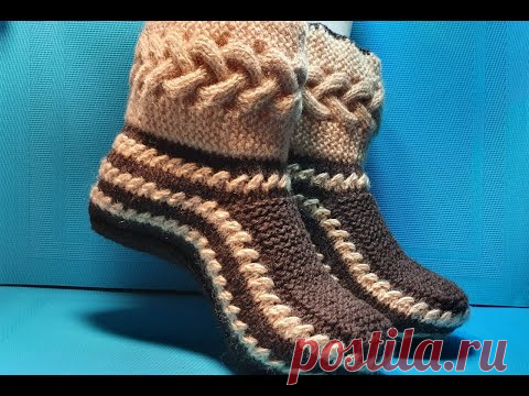 #440. САПОЖКИ СПИЦАМИ С КОСОЙ НА ГОЛЕНИЩЕ. МАСТЕР КЛАСС.
