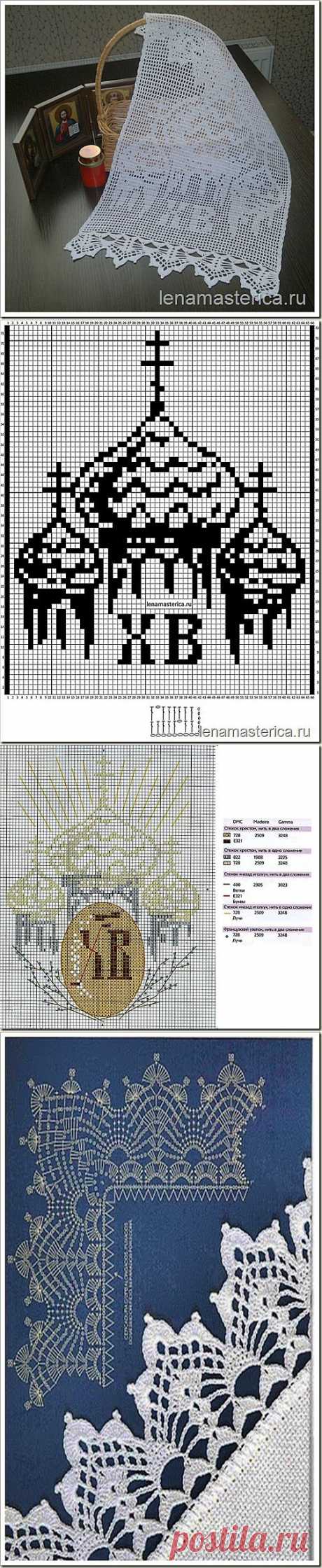 Вязаная крючком пасхальная салфетка, схема