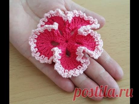 Crocheted flower 36    Simple flower - YouTube
