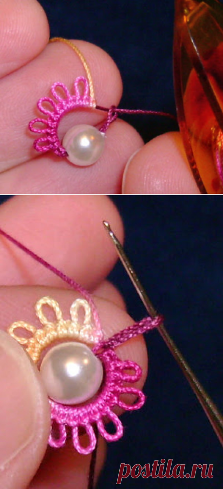 Yarnplayer's Tatting Blog: Mock ring with a bead in center