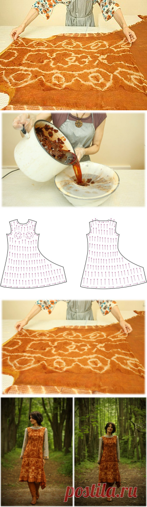 Луковая история: крашение шелка и валяние сарафана - Ярмарка Мастеров - ручная работа, handmade