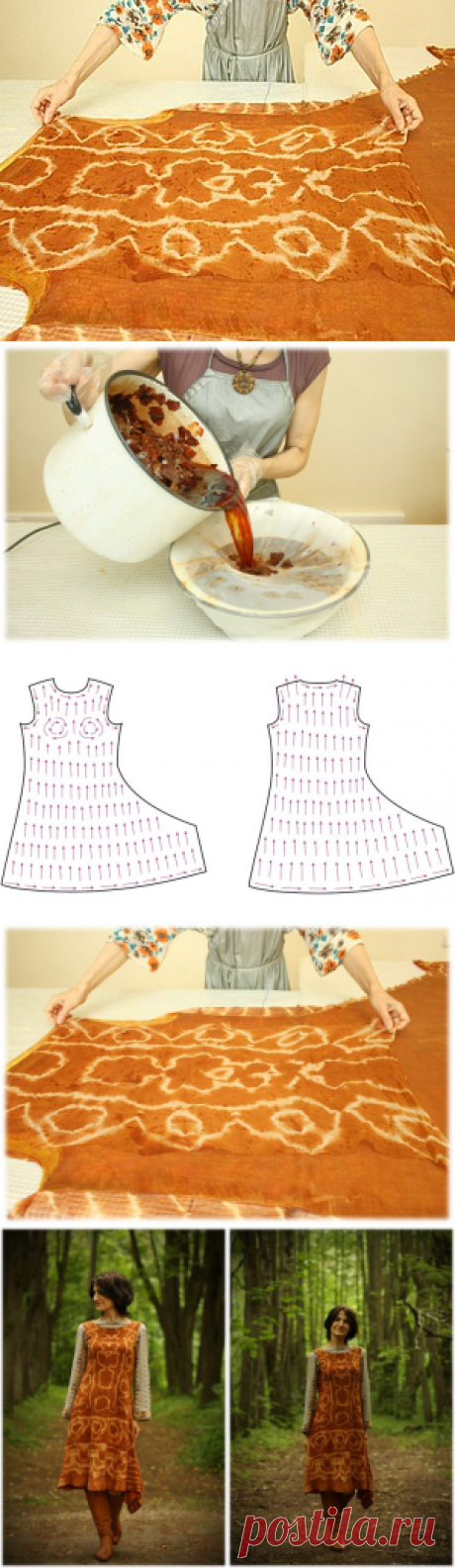 Луковая история: крашение шелка и валяние сарафана - Ярмарка Мастеров - ручная работа, handmade