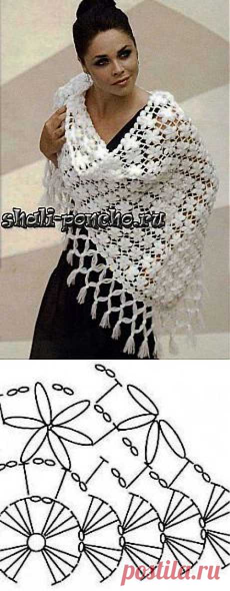 Шаль Объемные цветочки.