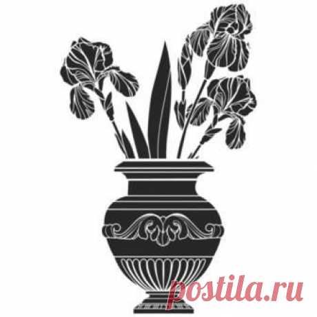 Трафарет, Винтаж, Vintage, Ирисы, Трафарет Вазон с ирисами