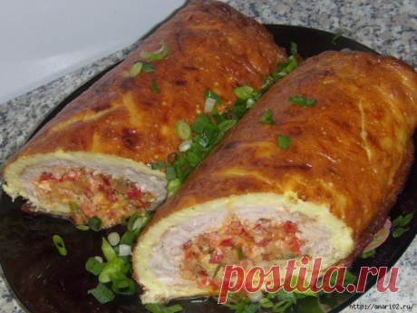 Закусочный яично-куриный рулет..