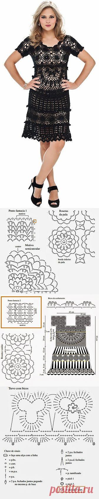 Вязание-крючок-ТУНИКИ+БЛУЗОНЫ-ПЛАТЬЯ >Платье.