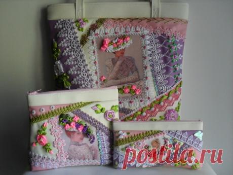 Gallery.ru / "Леди - 5" (сумка, косметичка, кошелёк) - Сумки. Крейзи-пэчворк - astra-t61