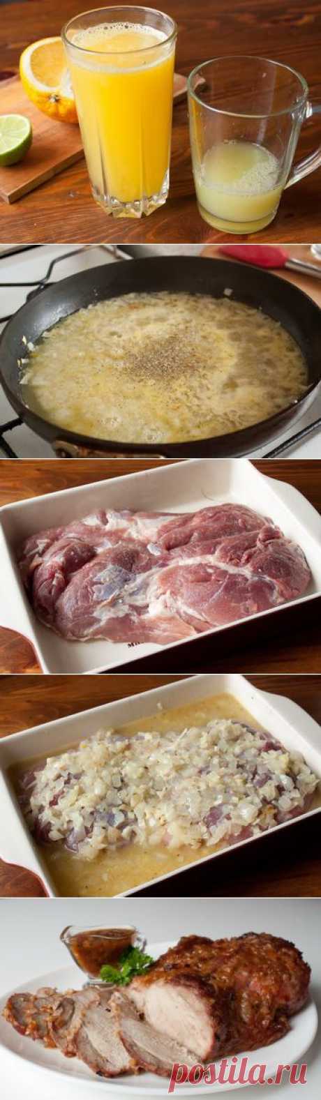 Свиная лопатка, запеченная в цитрусово-луковом соусе