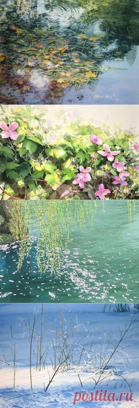 Картины японского художника Абе Тошиюки (акварель)