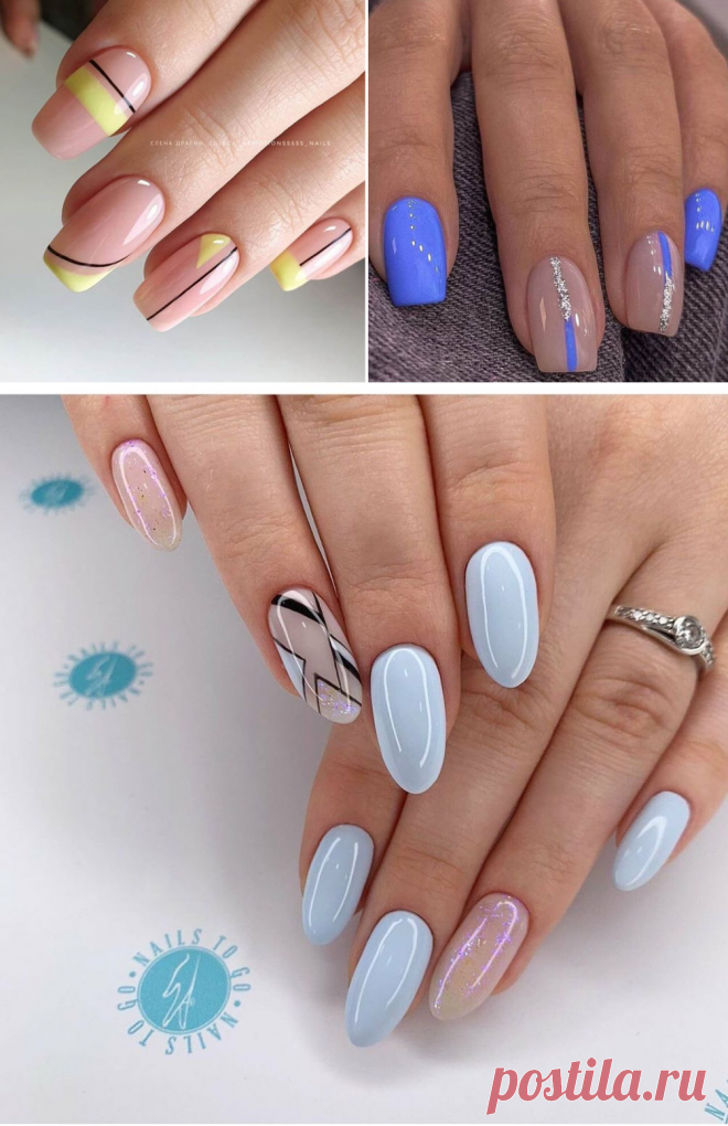 Летний маникюр с лёгким дизайном