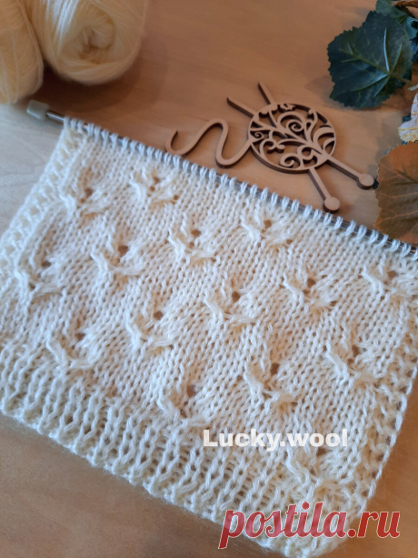 Ажурный узор "Бусинка в корзинке" спицами. Схема + описание + видео. | Вяжем с Татьяной LW | Яндекс Дзен