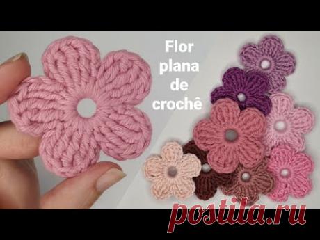 Flor plana de crochê - AULA FÁCIL