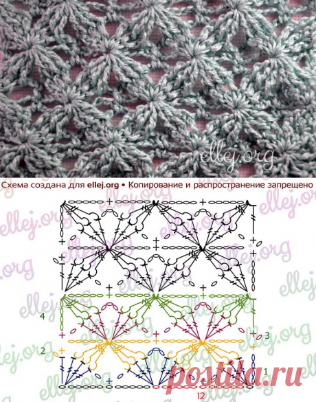Узор Бархатные звезды | Вязание крючком от Елены Кожухарь