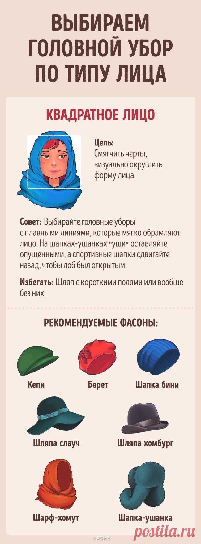 Как выбрать головной убор в соответствии с типом лица