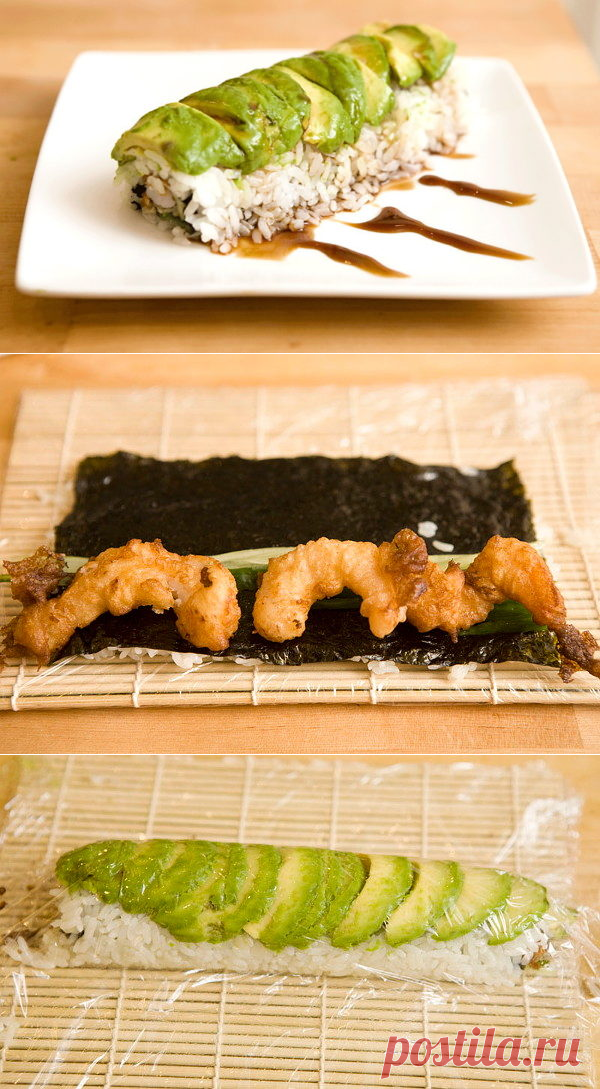 Ролл с креветками темпура