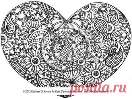 Heart Zentangle Doodle Drawing Lineart by KathyAhrens on deviantART