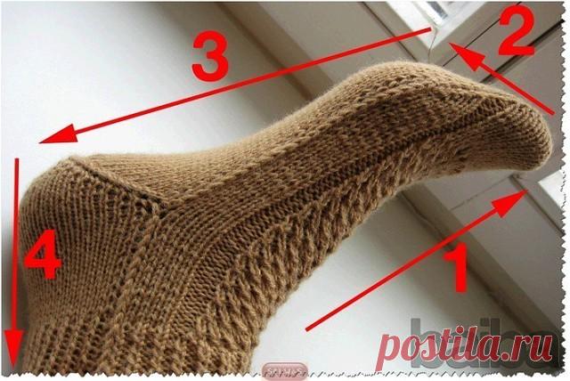 Носочки , связанные на двух спицах