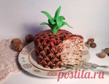 Песочно- маковый торт "Ананас" с малиной !