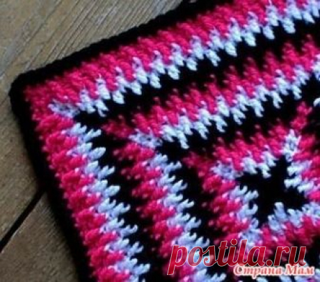 . Квадрат "Мозаичная рябь" Фото с сайта https://www.ravelry.com/  Мой образец  Увидела этот узор и очень понравился, но ни где не могла найти описание,нашла шаблон на ravelry, но перевод оставляет желать лучшего.