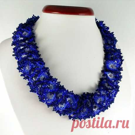 Violet necklace Beaded necklace Seed bead necklace Blue by Galiga
