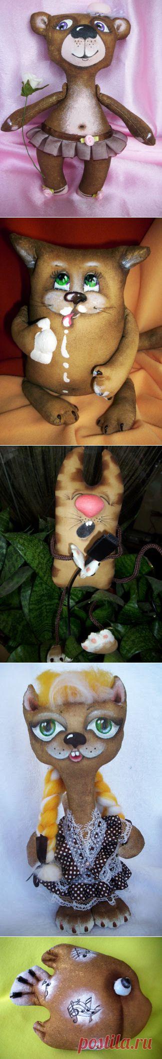 Замечательные кофейные игрушки Татьяны Зуевой и ее мини МК по "вкусной" тонировке..