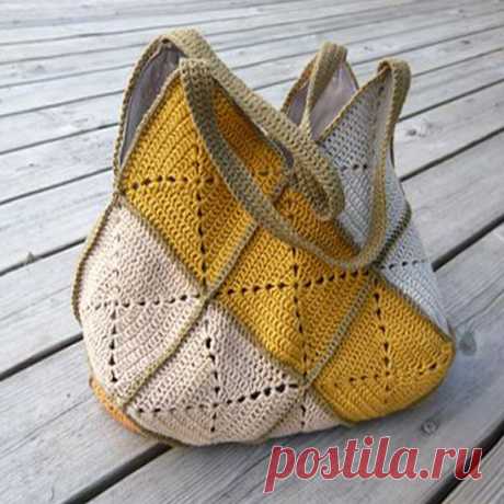 Сумка крючком из мотивов «бабушкин квадрат». Схемы | Креаликум