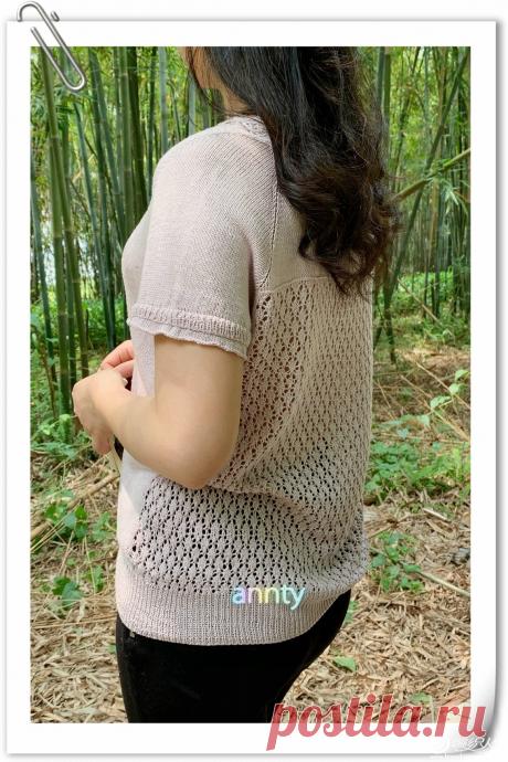 Ladies 'Needle Deep V с кружевным воротником и шелковым топом с короткими рукавами (работы десятого конкурса вязания) -Вязание Учебник-Вязание Life