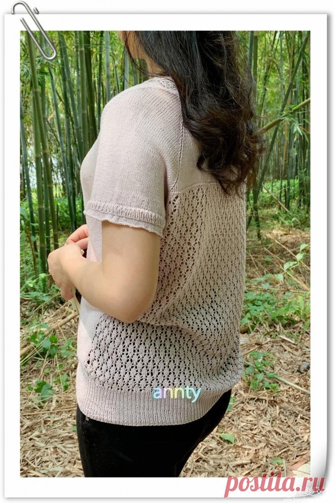 Ladies 'Needle Deep V с кружевным воротником и шелковым топом с короткими рукавами (работы десятого конкурса вязания) -Вязание Учебник-Вязание Life