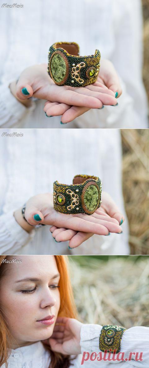 Браслет "мшистый" со змеевиком | biser.info - всё о бисере и бисерном творчестве