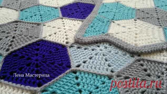 Шестиугольный мотив "Мозаика" (вязание крючком) - Ярмарка Мастеров - ручная работа, handmade