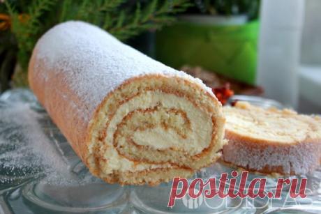 Рулет со сливочным кремом - рецепт приготовления с фото