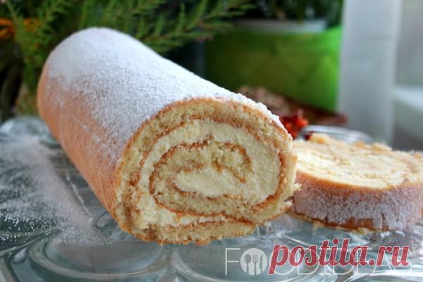 Рулет со сливочным кремом - рецепт приготовления с фото