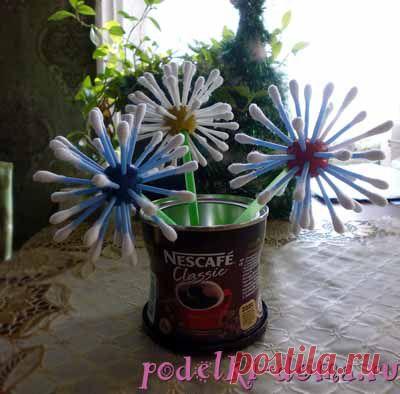 Детские поделки. Цветы из ватных палочек | (: креатифф на дому :)