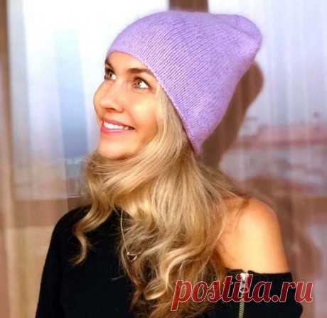 Шапка бини спицами из пуха норки, Вязание для женщин