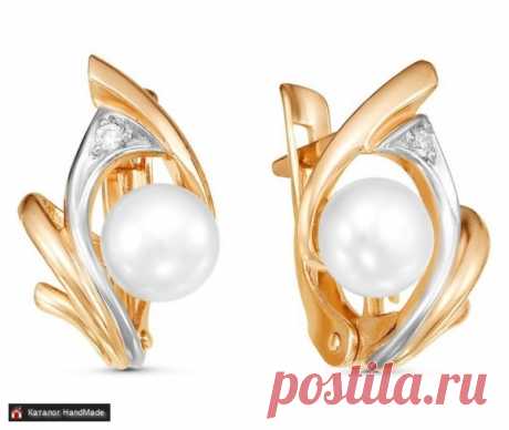 Серьги из культивированного жемчуга и фианита ручной работы купить в Минске и Беларуси, цены на HandMade