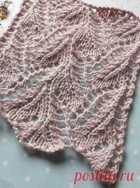 Ажурный узор спицами для топа, пуловера, палантина, схема узора и видео